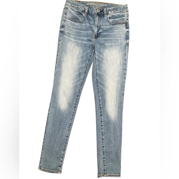 American Eagle Women's Jeggings Super Stretch Hi Rise Blue Jeans Size 6 - Picture 1 of 8